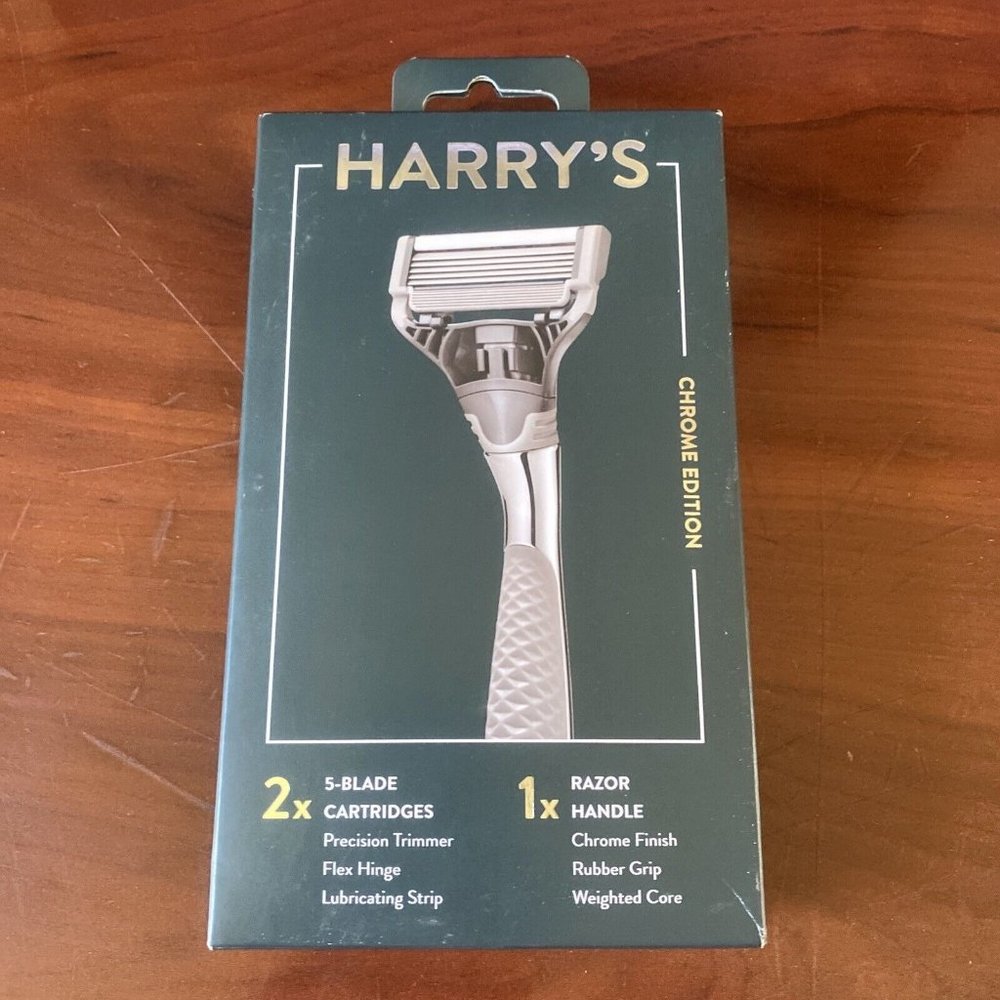 HARRY MEN'S 5-BLADE MANUAL RAZOR HANDLE, 2 REFILLS, CHROME